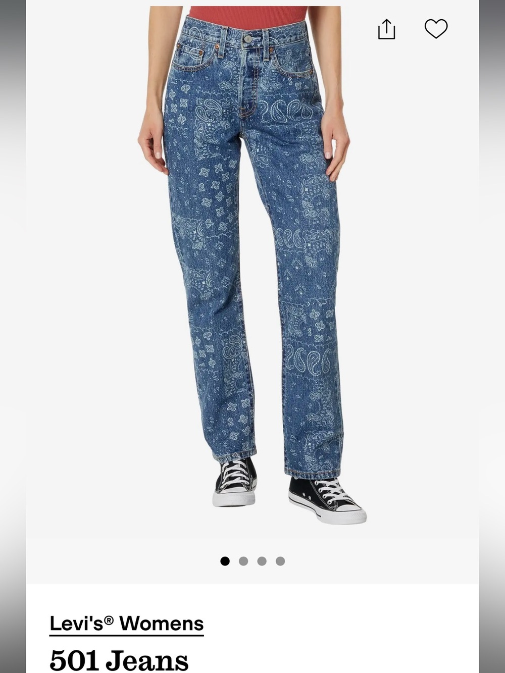 Levi's Women's Straight Jeans in Blue Paisley Bandana Print